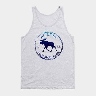 Acadia National Park Maine Moose Lovers Distressed Design Tank Top